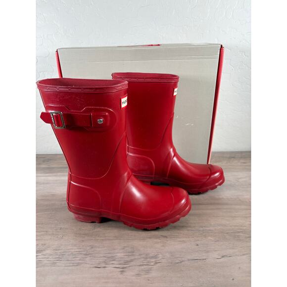 Hunter Rain Boots Military Red Short Gloss Women’s 5 Men’s 4 New in Box - Picture 1 of 8